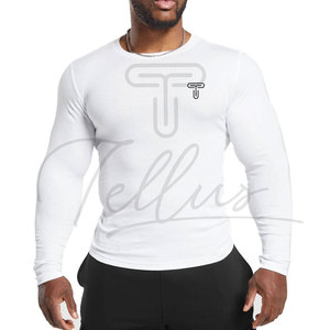 T-shirt à manches longues en tissu tissé pour homme, design uni, couleur personnalisée, haute qualité, respirant, polyester/coton, col rond - Product Image 6