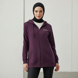 Chaqueta Deportiva Larga con Capucha Athletify, Talla Grande, Transpirable, para Mujeres Musulmanas, Sudadera Islámica Holgada y Modesta - Product Image 1
