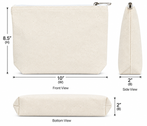 Bolsa de Maquillaje de Lona para Viaje, Organizador de Cosméticos, Tamaño Mediano, Cierre de Cremallera, Estilo Minimalista Portátil, Color Beige, Ecológico - Product Image 2
