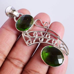 Nouveau pendentif vintage en argent sterling 925 avec pierre verte de péridot naturel, serti clos, design solitaire, bijoux fins - Product Image 3