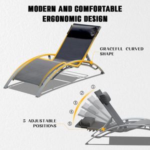 Ensemble de 2 chaises longues de piscine gris foncé, chaises longues de qualité supérieure - Product Image 3