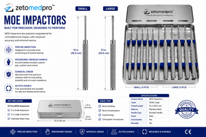 ชุดเครื่องมือผ่าตัดกระดูกและข้อขนาดใหญ่และขนาดเล็ก MOE Impactor 10 นิ้ว 22.2 ซม. แบบแมนนวล Zetomed Pro - Product Image 3