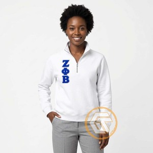 TREASURES GREECS Personnalisés ZETA PHI BETA – Vêtements décontractés pour femmes, automne/hiver, en coton respirant et écologique, avec broderie frontale unie - Product Image 4