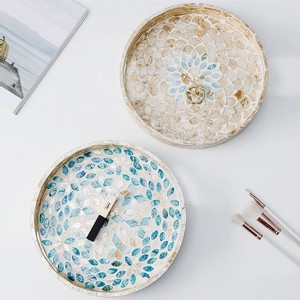 Modern Round Decorative Capiz & MDF Serving Tray Multi-functional Custom Color Made in Vietnam - Product Image 5