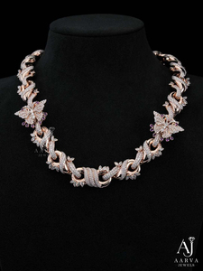 สร้อยคอ AARVA JEWELS รุ่น Butterfly Cuban Link ประดับเพชรโมอิสซาไนต์ เงินแท้ 925 ชุบทองคำสีกุหลาบ ดีไซน์แบบ Claw Setting หรูหรา ประดับเพชรเต็มเส้น - Product Image 5