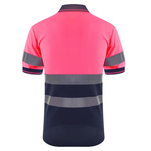 Polo haute visibilité pour homme violet et noir avec bandes réfléchissantes – Vêtement de travail - Product Image 6