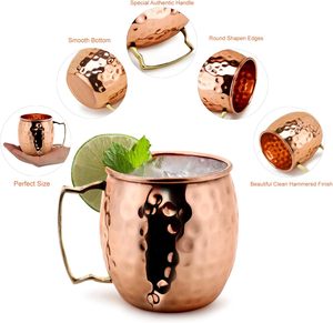Taza de Cerveza Moscow Mule de Cobre Brillante de 550 ml con Logotipo Personalizado, Asa de Latón, a Prueba de Fugas, Ecológica, Regalo Empresarial, para Cócteles - Product Image 2