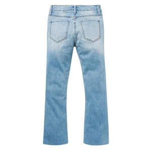 Jean évasé pour homme grande taille, taille mi-haute, délavé à la pierre, bleu uni, en coton, avec braguette boutonnée, tissé, décontracté - Product Image 2