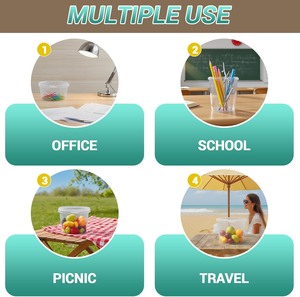 Contenants alimentaires en plastique PP de 32 oz pour soupes et plats à emporter, avec couvercles hermétiques, transparents, jetables, design moderne, pour fêtes - Product Image 6