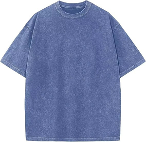 Camiseta Vintage de Verano para Hombre, 100% Algodón Peinado, Lavado Ácido, Cuello Redondo, Manga Corta, Fabricación OEM al por Mayor - Product Image 2