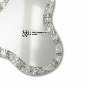 Miroir mural de luxe en nacre incrustée, fait main, mosaïque de coquillages, miroir incurvé pour la décoration haut de gamme de la maison et des hôtels - Product Image 6