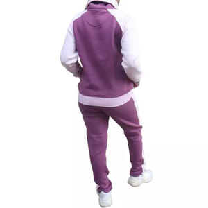 Women's Purple <b>White</b> Color Blocked Sporty <b>2</b> <b>Piece</b> Knitted Tracksuit Full Sleeve Hooded Regular Fit All Seasons - Product Image 2