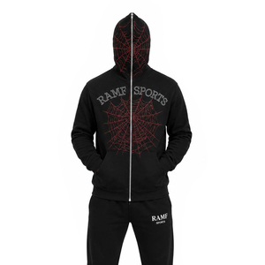 Sweat à capuche d'hiver personnalisé en polyester/coton de haute qualité avec broderie en flock effet toile d'araignée, logo imprimé sur mesure, écologique - Product Image 1