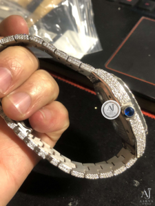 AARVA JEWELS ผู้ชายหรูหราสแควร์ มิโยตะนาฬิกากลไกอัตโนมัติขอบเพชรสแตนเลสสตีลหน้าปัดอนาล็อก-ดิจิตอล 38 มม.20 มม. - Product Image 4