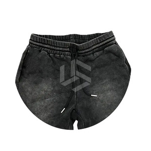 กางเกงขาสั้นลำลองลายพิมพ์เรียบแบบเอวกลางพร้อมเชือกผูกเอวสำหรับผู้ชาย คุณภาพสูง ลวดลายแบบย้อมสีสไตล์วินเทจ พร้อมโลโก้สั่งทำพิเศษ - Product Image 5