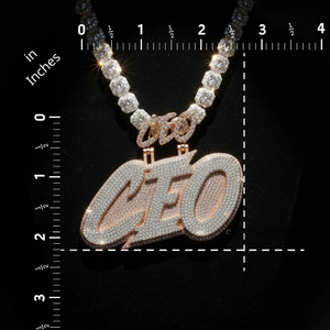TIARAS JEWELS Collier unisexe de luxe Hip Hop en Argent sterling rhodié Or rose avec Pendentif lettre CEO en Moissanite - Product Image 4