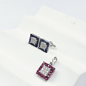 Clásico elegante 18K 14K 9K chapado en oro zafiro Stud pendientes para mujer con piedra de rubí nueva colección de pernos finos - Product Image 4