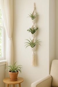Eco Friendly Macrame Tapestry <b>Plant</b> <b>Hanger</b> Handwoven Cotton Rope <b>Plant</b> Holder for Balcony Garden Bedroom and Living Room - Product Image 6