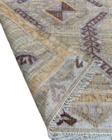 Hochwertiger handgefertigter Jute-Kelim-Teppich mit geometrischem Design, luxuriöser Flachwebung, anpassbarer Farbe, 2000 GSM, wendbar, naturbelassen