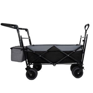 Carrello per vagoni pieghevole con capacità nera da 480 libbre 7 "ruote fuoristrada con impugnatura a spinta tettoia pieghevole per uso giardino sportivo da campeggio - Product Image 5