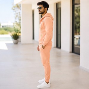 Conjunto Deportivo de Invierno para Hombre, 2 Piezas, Sudadera de Forro Polar con Estampado de Manga Larga y Pantalones, Sudadera con Capucha Informal de Color Sólido - Product Image 2