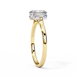 Emerald Cut Diamond Three-<b>Stone</b> Engagement Ring | Classic Step-Cut Diamond Ring - Product Image 2