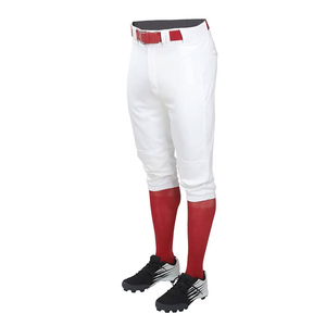 Pantalon de baseball blanc pour homme avec bande bleue, coupe ajustée, en polyester anti-humidité, uniforme pour adultes toutes saisons - Product Image 2
