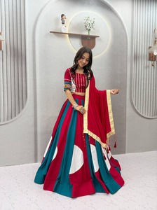 Ethnic Pakistan Style Regular Fit for <b>Womens</b> Indian Red White <b>Lehenga</b> Choli Set Floor-Length Cotton <b>Women</b> Wedding Wear - Product Image 6