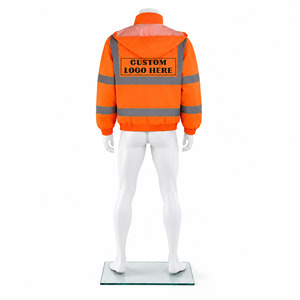 Chaqueta de Seguridad Reflectante de Alta Visibilidad con Logotipo Personalizado, Impermeable, Resistente al Viento, ANSI Clase 3, Ropa de Trabajo para la Construcción, Multibolsillos - Product Image 3