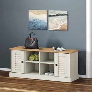 Scarpiera in legno massello bianco VIGO pino 41.7 "x 13.8" x 17.7 "elegante scarpiera - Product Image 1