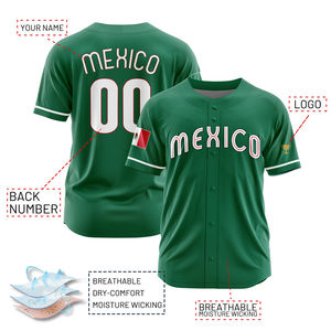 Camiseta de Béisbol Personalizada para Adultos, Inspirada en México, Uniforme de Equipo Sublimado, Fabricante de Ropa Deportiva OEM, Pantalones Cortos Antibacterianos - Product Image 3