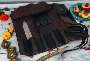 Étui de transport pour couteaux de chef en cuir véritable fait main, anti-odeur, protection robuste pour la cuisine et les voyages - Product Image 5