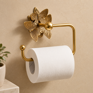 Porte-rouleau de papier toilette mural en laiton massif antique, support décoratif vintage pour salle de bain - Product Image 1