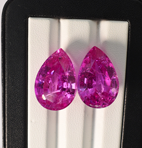 Saphir rose de laboratoire avec inclusions, pierre précieuse en forme de poire pour la fabrication de bijoux, 24x15 mm, 26,10 carats - Product Image 1