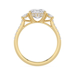 Anillo de compromiso clásico con diamante ovalado de corte escalonado cultivado en laboratorio, anillo nupcial de 3 piedras, joyería fina, regalo de aniversario para esposa - Product Image 6