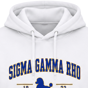 Sudadera con Capucha Universitaria para Mujer Sigma Gamma Rho, Blanca con Gráfico de Letras Griegas, Sudadera Casual de Hermandad Universitaria Personalizada - Product Image 6