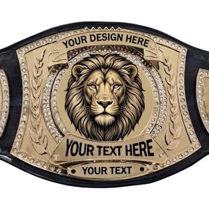 Ceinture de championnat de lutte style Pro personnalisée, plaque métallique plaquée or, cuir noir, sangle de titre d'arts martiaux, championnat personnalisé - Product Image 5