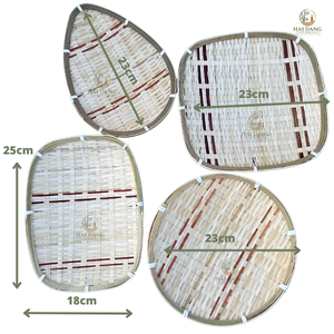 Bamboo Sushi Tray Handmade Vietnam Wholesale Natural Round Oval Food Serving Plate - Product Image 2