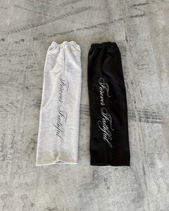 Pantalon de jogging ample à bas ouvert, en molleton noir, avec logo latéral personnalisé en calligraphie, haute qualité, modèle 2026, le plus vendu - Product Image 2