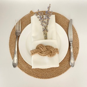 Round Jute Woven Placemat, Natural Braided Placemat, Multi-Purpose Charger <b>Plates</b> <b>Set</b> for Wedding Party Dinning OEM ODM - Product Image 1