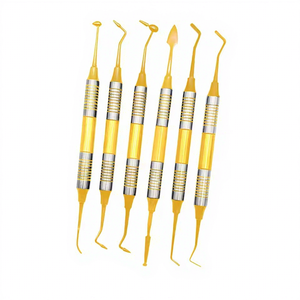 Juego de Curetas Dentales Quirúrgicas Ergonómicas Amarillas, 6 Piezas, Acero Inoxidable, Instrumentos Manuales para Uso Clínico - Product Image 1