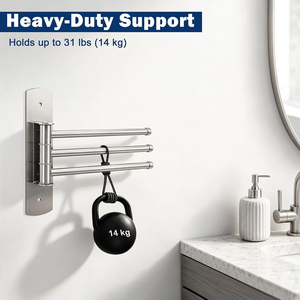 Wall Mounted Stainless <b>Steel</b> Swivel Towel <b>Rack</b> 3 Arm Rotating Towel Holder for Bathroom Kitchen Hand Towels Hotel Accessories - Product Image 6