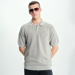 <b>Yarn</b> Lining Knitted <b>Wool</b> Polo Shirt for Men Best Quality Stylish Street Wear Short Sleeves Chest Pocket Men's Polo Shirts - Product Image 5