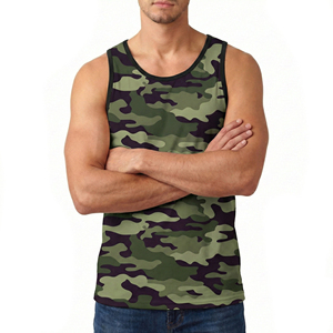 Men's Camo Pattern Athletic Tank Top Custom Made Quick Dry Lightweight Jersey Knit Muscle Tee Gym Workout Factory Bulk Tank Tops - Product Image 3