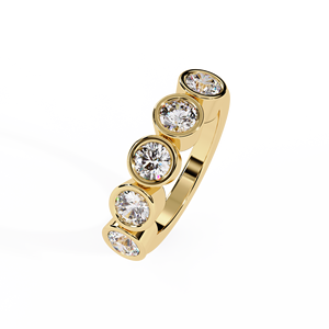 แหวนเพชรทรงกลมแบบฝังขอบครึ่งวง 14K ทองคำขาว แหวนวันครบรอบ แหวนเพชรเพาะเลี้ยงในห้องปฏิบัติการ  งานสั่งทำ เครื่องประดับขายส่งจากโรงงาน - Product Image 3