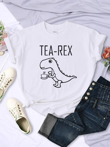 Camisetas divertidas con diseño de dinosaurio Tea Rex para mujer, camisetas informales transpirables de manga corta con personalidad, camisetas con estampado de matemáticas, ropa para mujer - Product Image 2