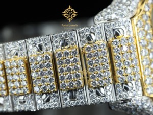 นาฬิกาข้อมือผู้ชาย Pahal Jewels หรูหรา ระบบออโตเมติก ประดับเพชร ตัวเรือนทรงสี่เหลี่ยม สายสแตนเลส แสดงวันที่ หน้าปัดอนาล็อก - Product Image 3