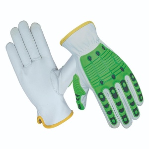 Gants de travail de sécurité pour mécaniciens en cuir de chèvre pleine fleur, robustes, antidérapants, avec manchette de sécurité, résistants aux coupures, protection contre les chocs en caoutchouc TPR et résistants à la chaleur - Product Image 1
