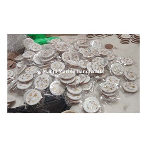 Best Indian Supplier Of Natural Gold Color Gemstone Sea Shell Inlaid Work Decorative White Marble Mirrors For <b>Ramadan</b> - Product Image 2
