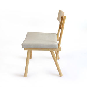 Chaise de salle à manger moderne en teck massif avec siège rembourré en tissu, style scandinave, meubles esthétiques pour la maison - Product Image 4